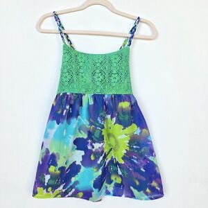 Colorful Kids Tank Top with Lace Bodice